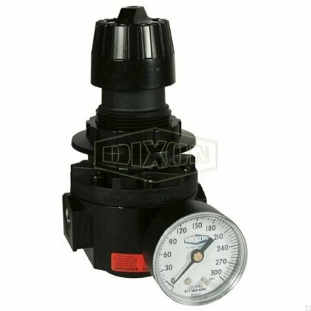 DIXON Wilkerson by High Pressure Self-Relieving Standard Regulator with GC240 Gauge, 148 SCFM Flow Rate R26-03RHG